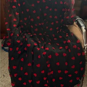 BloomChic Black Dress with Red Heart Design